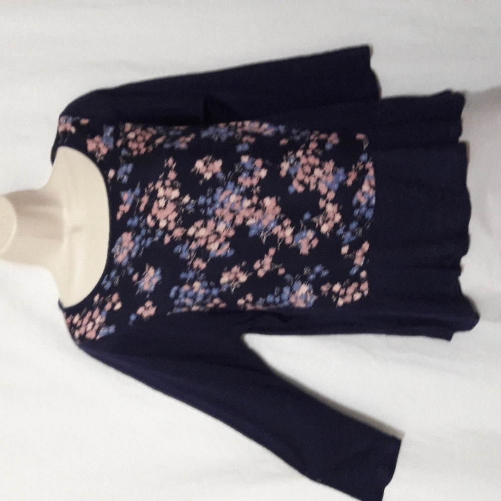 Lucky Brand Top Women Size SP Black Floral Woven 100% Viscose cottagecore